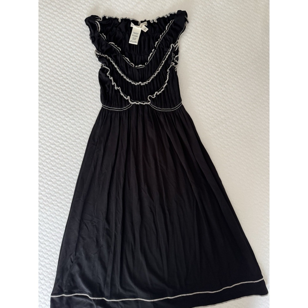 MAX STUDIO Women XS Maxi Dress Black White Ruffle Contrasts